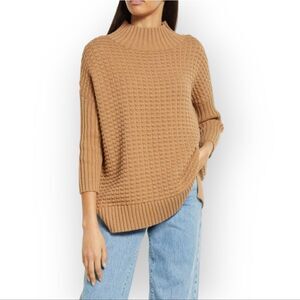 French Connection 100% Cotton Tan Cowl Neck Sweater size M